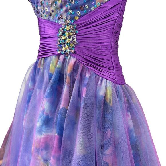 Alyce Designs Strapless Blue Purple Sweetheart Sequin Prom Formal Dress sz 2 - Picture 9 of 16